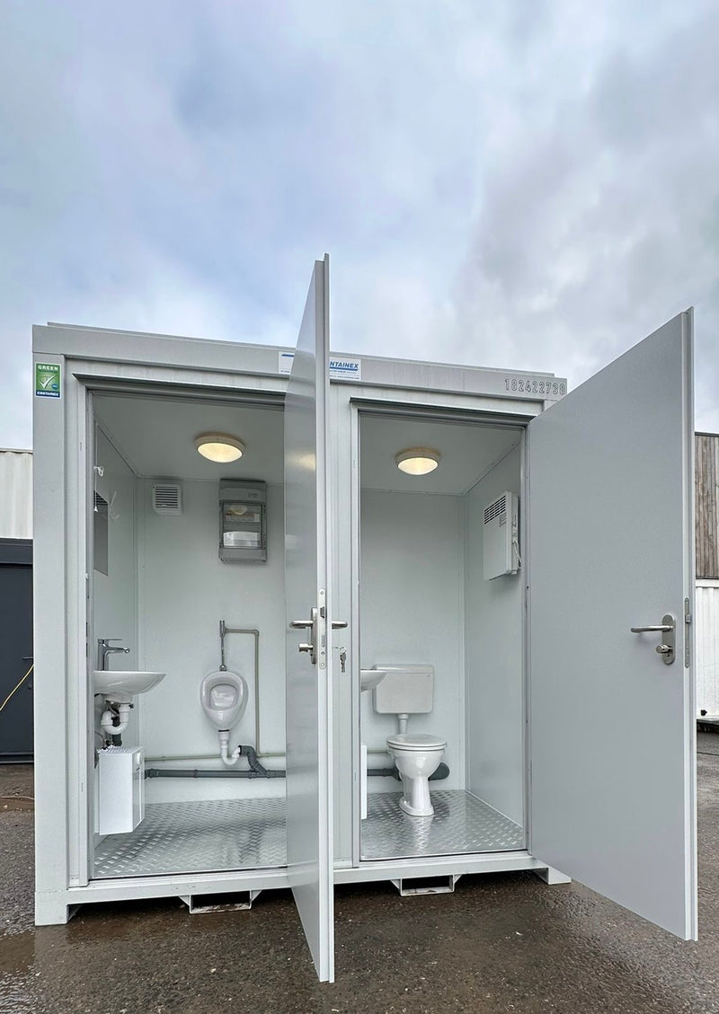 Toilet + Urinal | Male / Female WC + Urinal | 8x5 Ft | NEW Portable Toilet Block Toilet Block | Light Grey | No 792