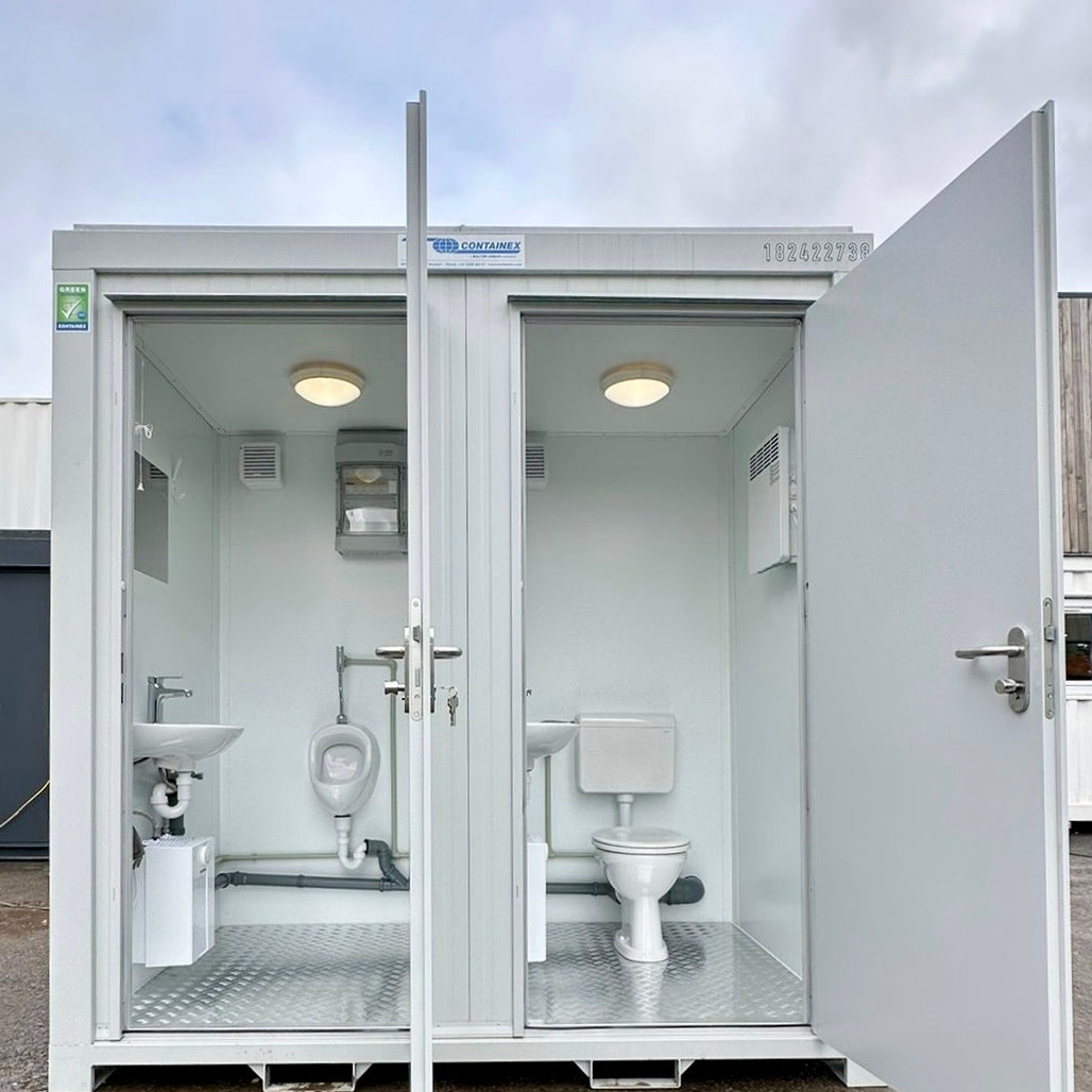 NEW Portable Toilet Block Toilet + Urinal | Male / Female WC + Urinal | 8x5 Ft | Light Grey | No 792