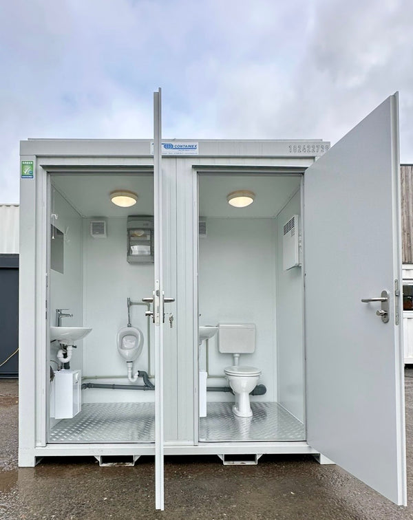 Toilet + Urinal | Male / Female WC + Urinal | 8x5 Ft | NEW Portable Toilet Block Toilet Block | Light Grey | No 792