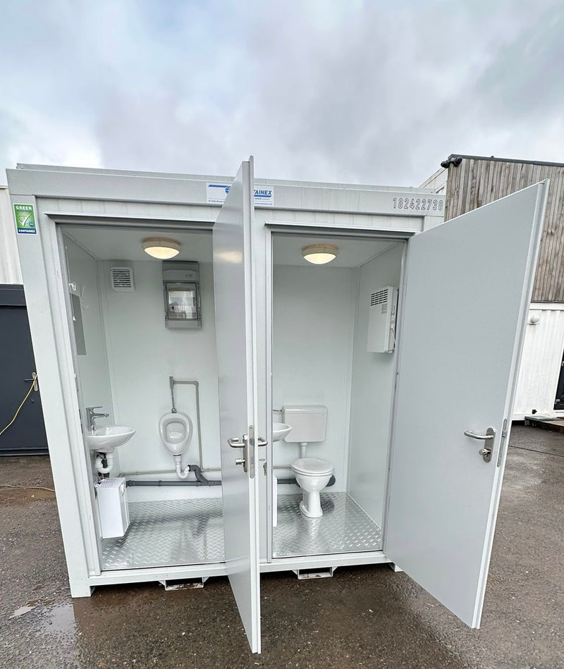 Toilet + Urinal | Male / Female WC + Urinal | 8x5 Ft | NEW Portable Toilet Block Toilet Block | Light Grey | No 792