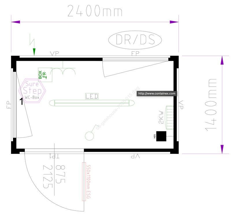 2.4x1.4M | Kiosk | Gate House | Office | Open Plan | Security Hut | Portable Building | No 798