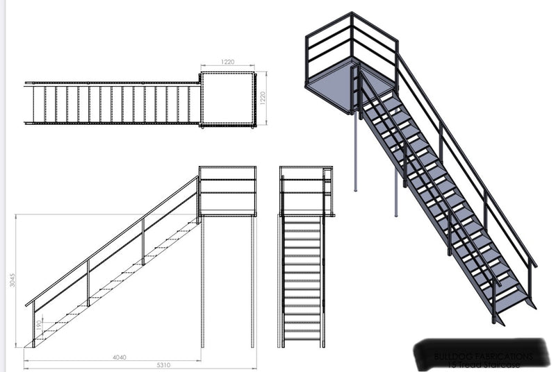 Staircase with Landing for Cabins Stack and Site Set Ups | Brand New |15 Tread Steel Staircase | No S15