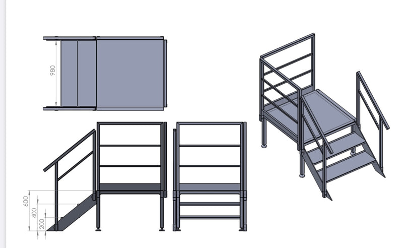 Steel Podium Steps for Toilet Blocks / Steel Staircase for Cabins and Wc | 3 Tread Steel Stairs | No P1