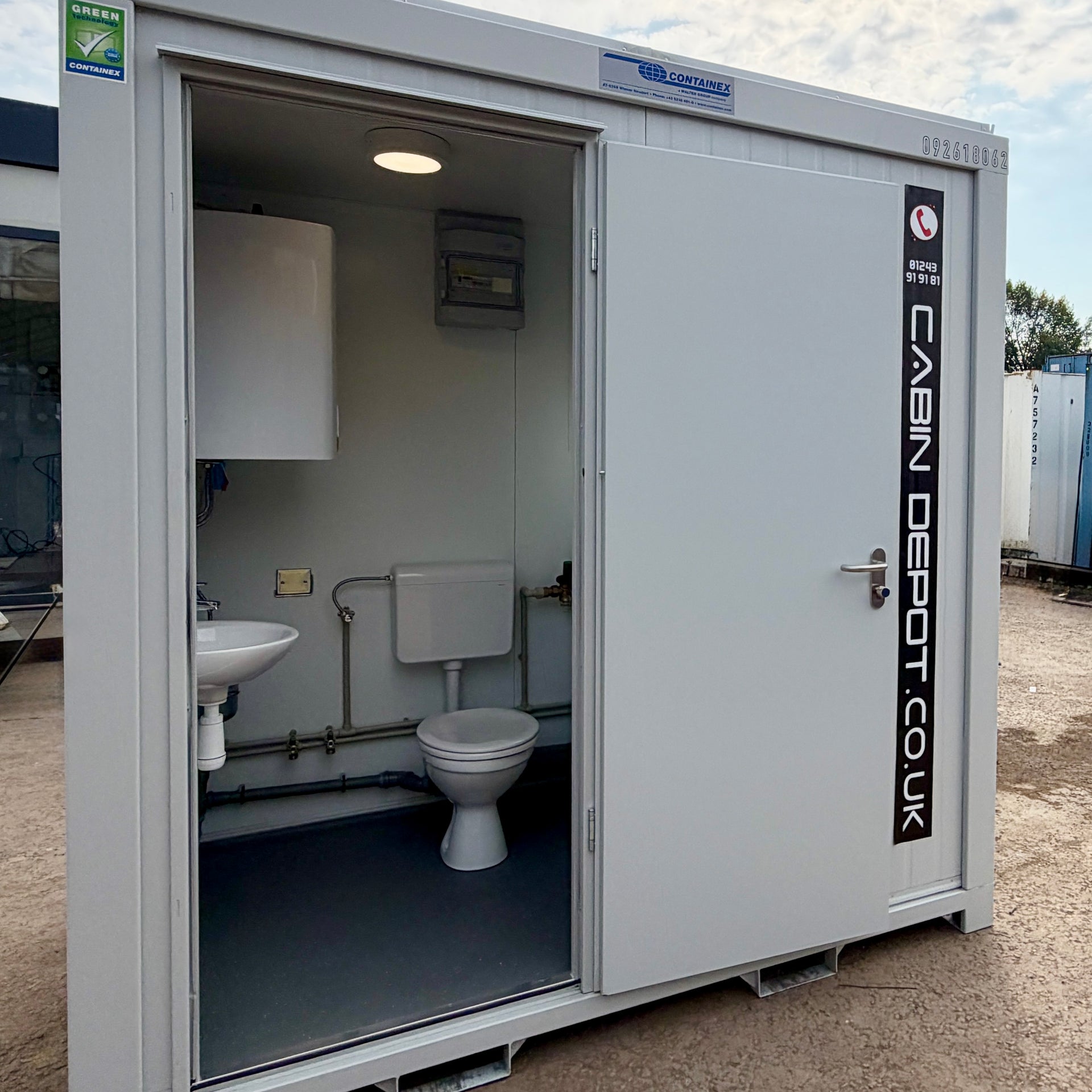 NEW 1 Toilet & 1 Shower Block | 8x5 Ft | Portable Containex Unit | GREY 1 Door | No 855 LG2