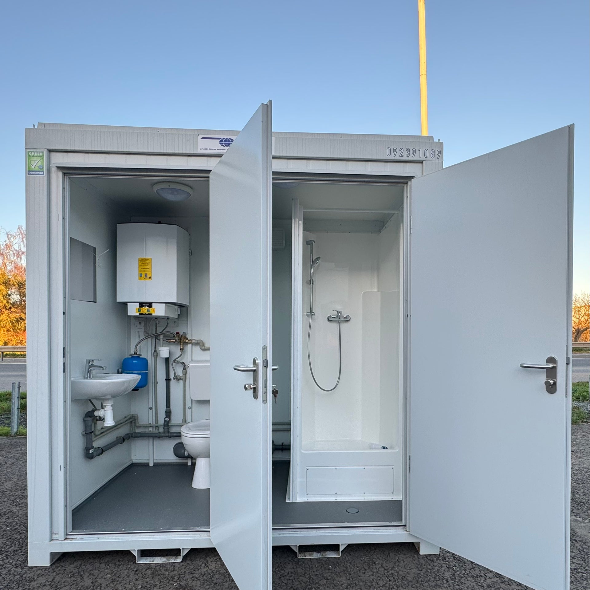 NEW 1 Toilet & 1 Shower Block | 8x5 Ft | Portable Containex Unit | GREY | No 855 LG