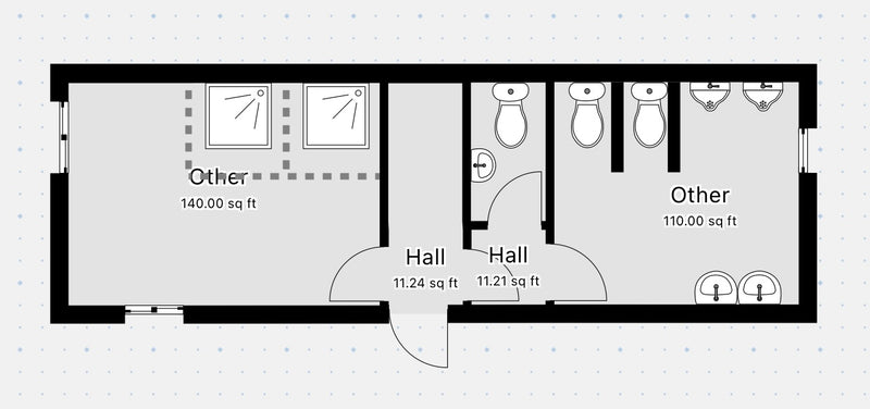 32 x 10ft | Anti Vandal Cabin | 2+1 Toilet + Twin Shower Room | Changing Room | 50/50 Split | No 1561