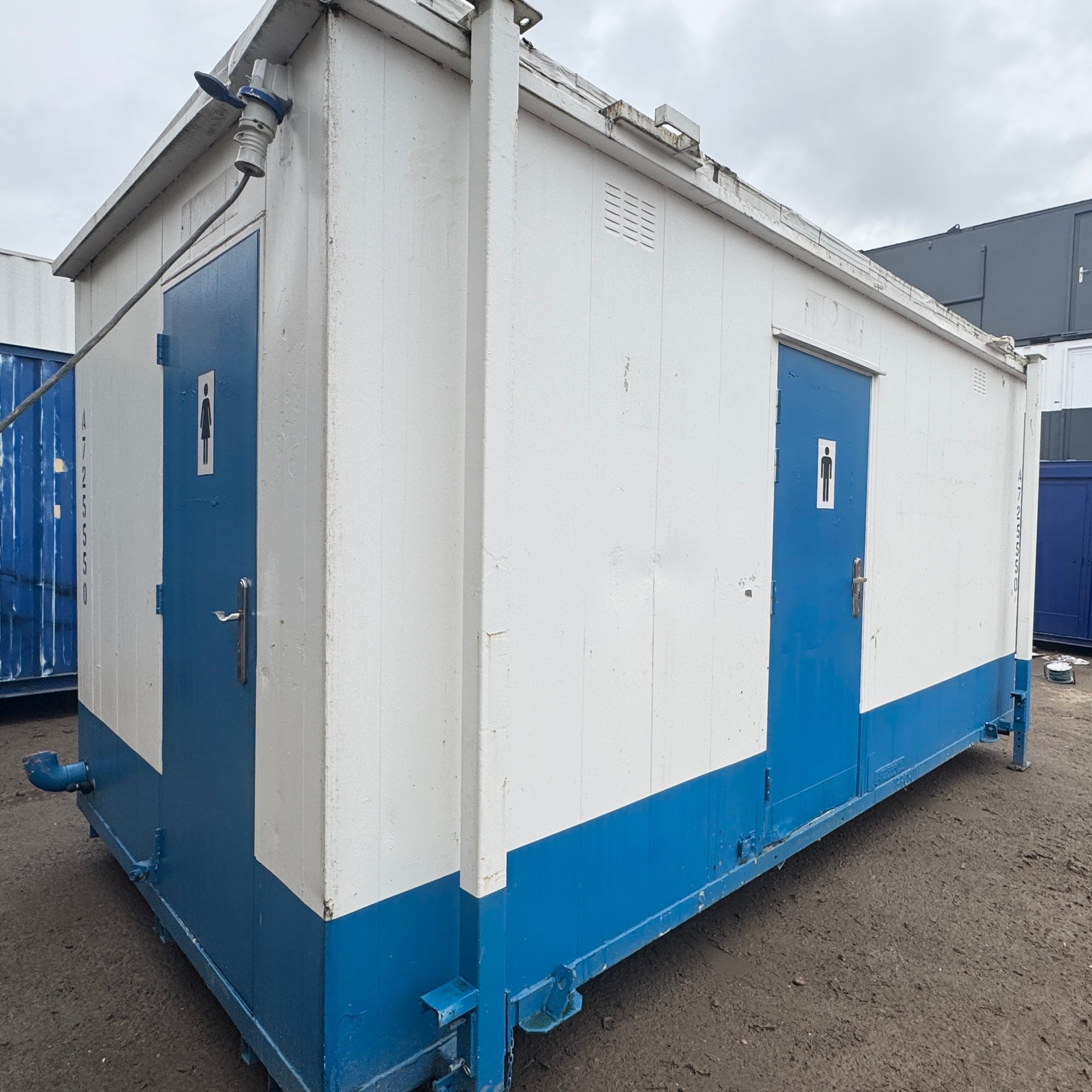 16 x 9 ft — 3+1 Toilet Block — Building Site Accommodation — Portable Anti-Vandal Cabin — exterior view
