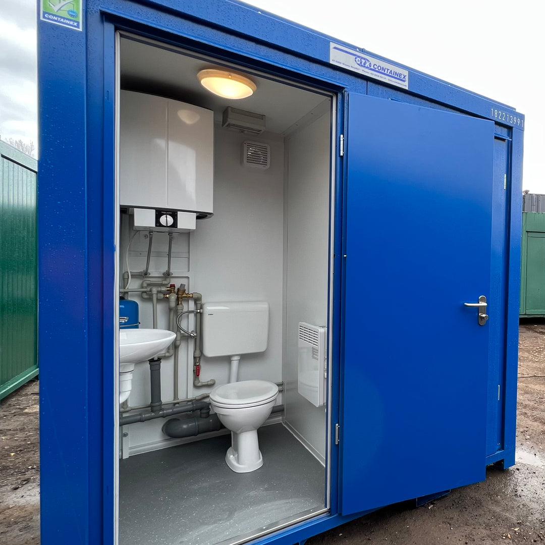 Shower Block with Toilet Block| 8x5 Ft | Brand New Portable Containex Cabin Shower WC | Blue | No 855 B