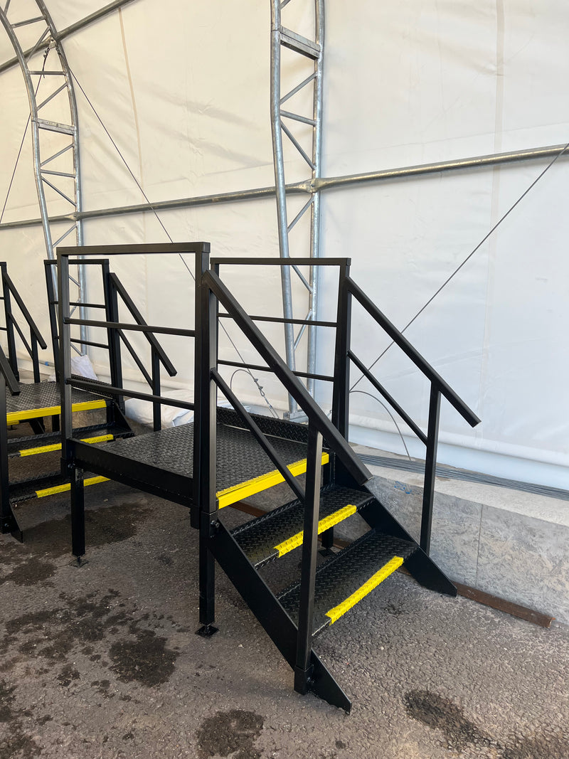 Steel Podium Steps for Toilet Blocks / Steel Staircase for Cabins and Wc | 3 Tread Steel Stairs