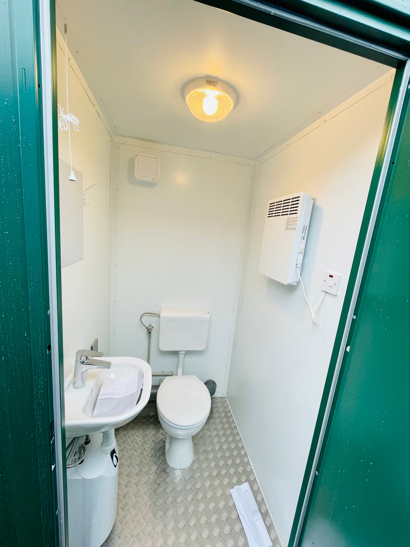 No 411 | 2 New Toilets | Double Toilet Block | 8x5 Ft | NEW Portable Containex 1+1 Toilet Block | Dark Green