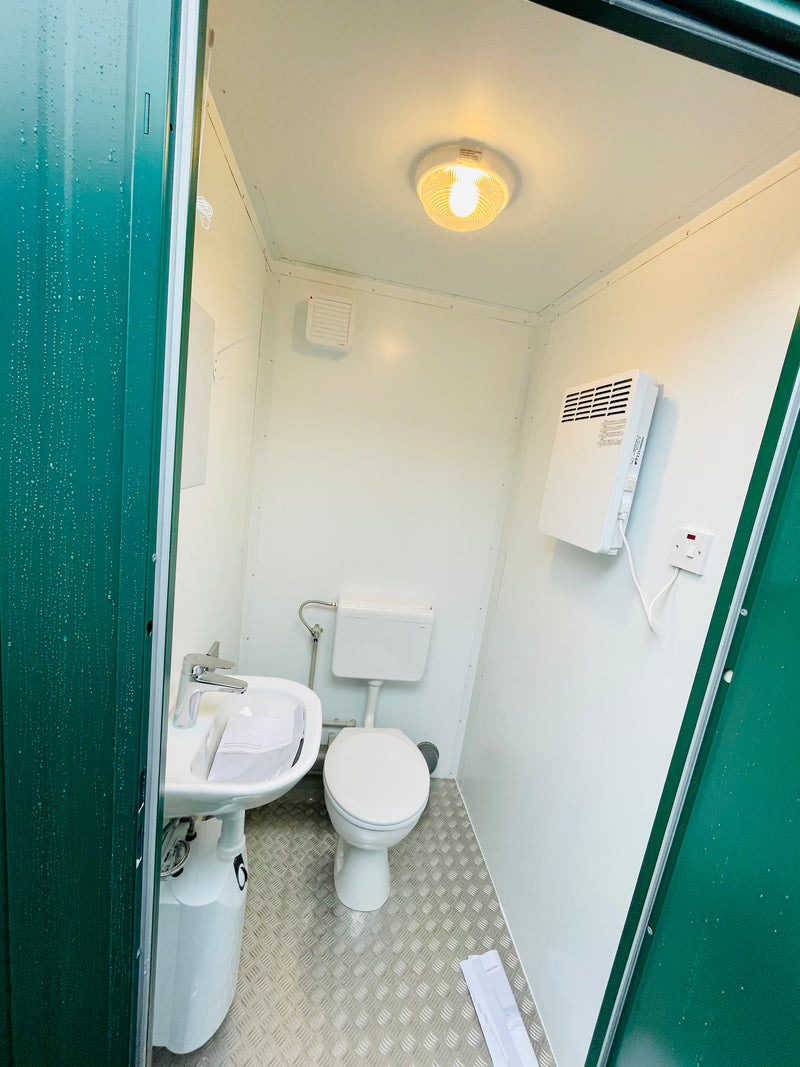 No 411 | 2 New Toilets | Double Toilet Block | 8x5 Ft | NEW Portable Containex 1+1 Toilet Block | Dark Green